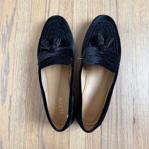 J. Crew Factory Velvet Tassel Low-Heeled Loafers